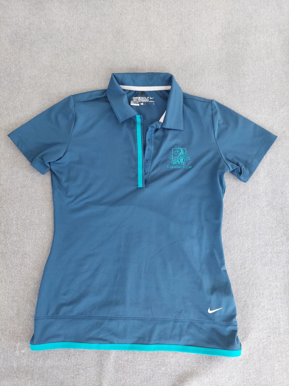 Nike Golf Dri-Fit Aberdeen Country Club Polo Teal Women's Small - Picture 2 of 8